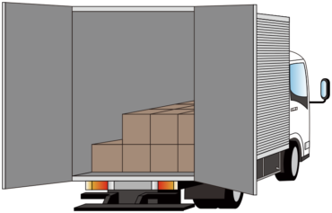 a-white-truck-with-a-trailer-and-boxes-in-the-back-clipsafari